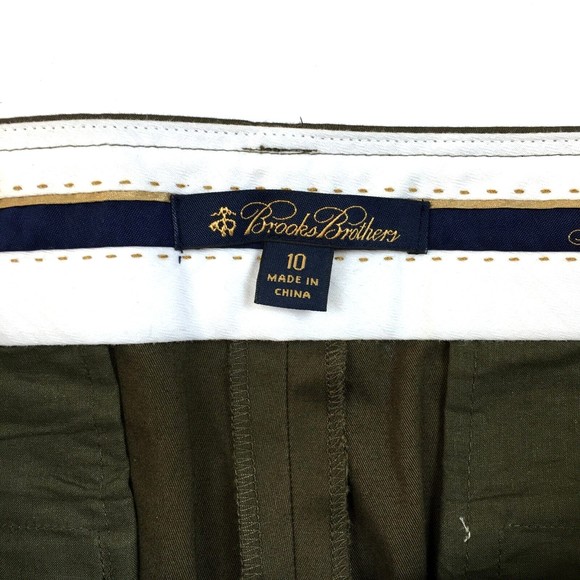 New Brooks Bros Sz 10 Women Chino Cuffed Pant Slim Fit Olive Cotton Tapered Leg - Picture 4 of 6